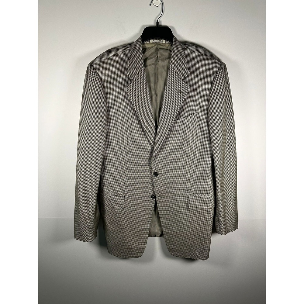 Pal Zileri Sport Coat Mens 48 Houndstooth Two Button Silk Wool Blend Italy